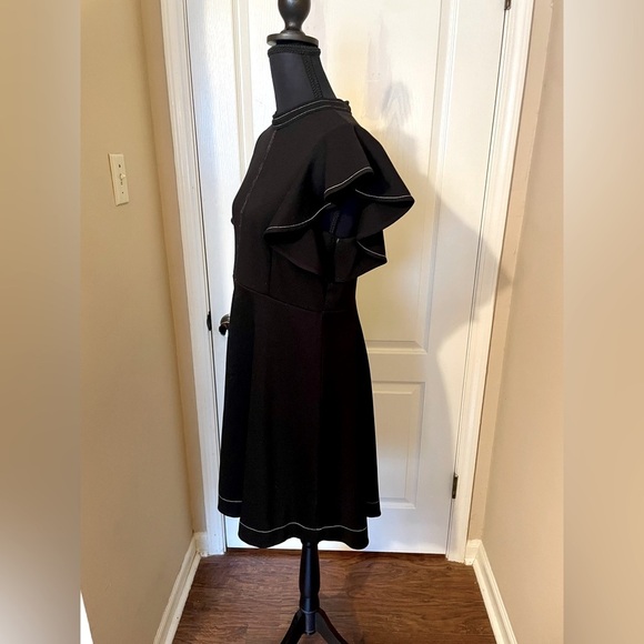 ANTHROPOLOGIE Maeve Deena Mini Dress Flutter Sleeve High Neck Black Size M - Picture 6 of 12